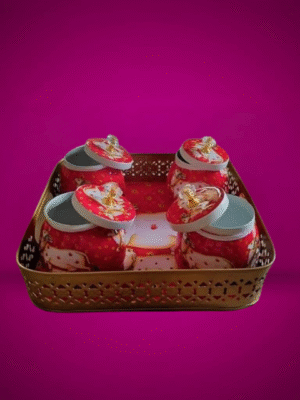 Traditional Pichwai Dry Fruit Tray and Jars Set